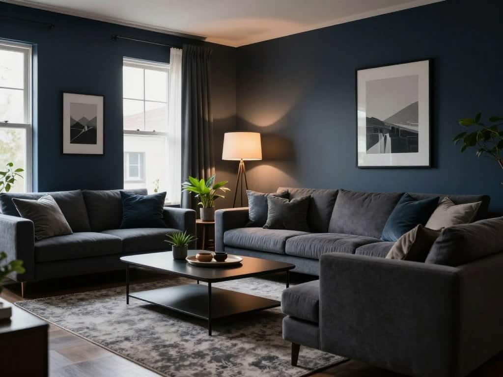 Du betrachtest gerade Dunkle Wandfarben im Wohnzimmer: Tipps und Beispiele