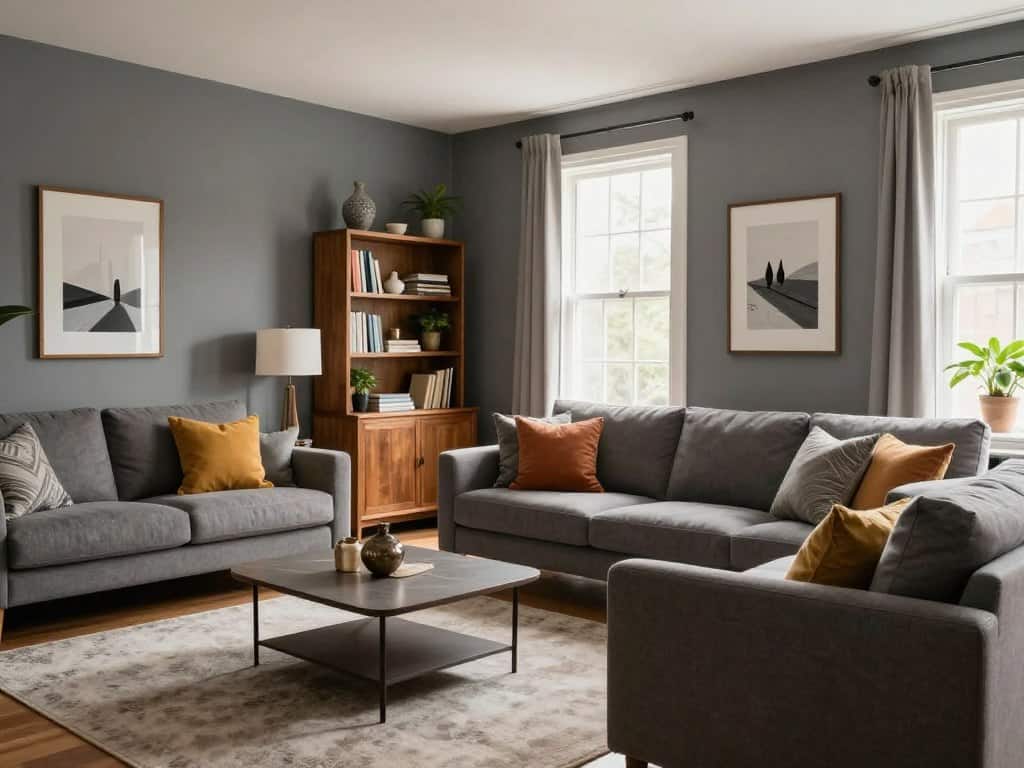 Graue Wandfarbe im Wohnzimmer